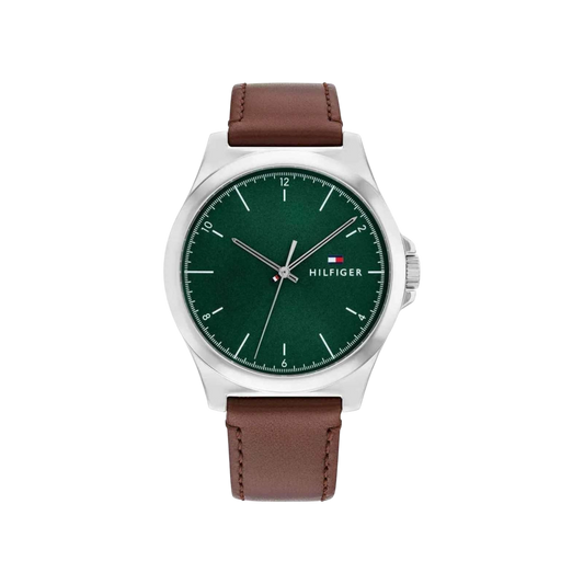 Tommy Hilfiger Norris Men's Green with Stainless Steel Case & Leather Strap Quartz Watch 43mm