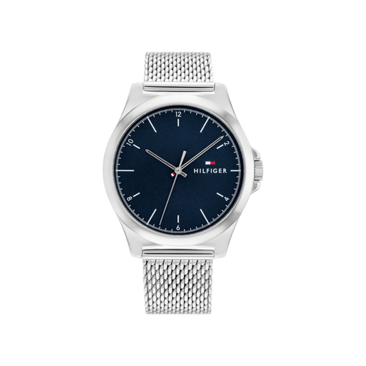 Tommy Hilfiger Norris Men's Blue & Silver Stainless Steel Mesh Bracelet Strap Watch 42mm
