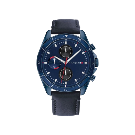Tommy Hilfiger Parker Men's Navy Leather Watch 44mm