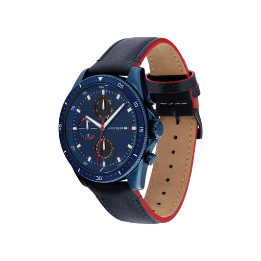 Tommy Hilfiger Parker Men's Navy Leather Watch 44mm