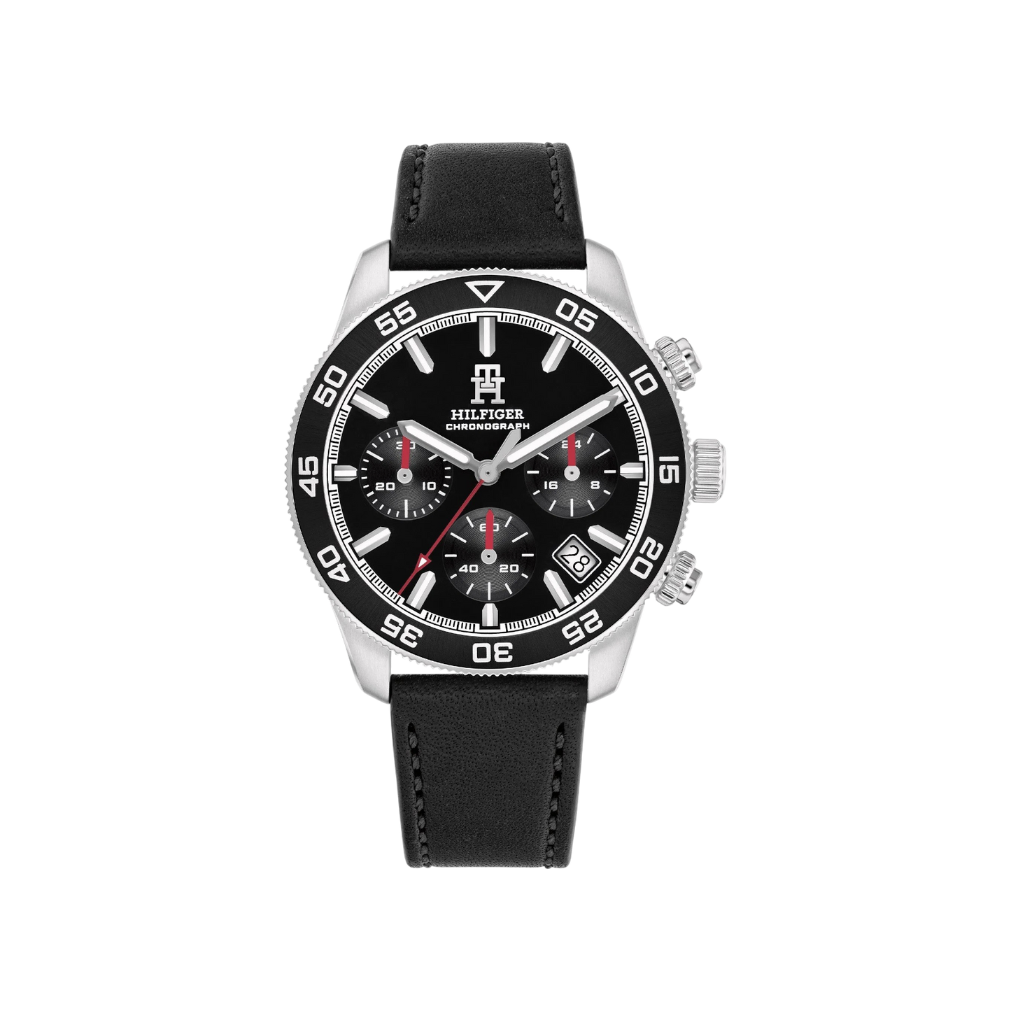 Tommy Hilfiger Chronograph Men's Black Leather Strap Watch 41mm