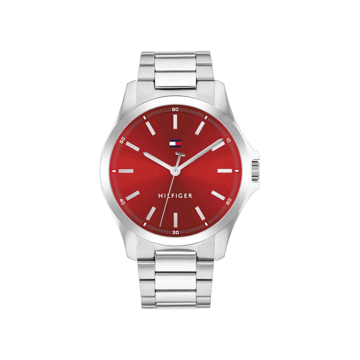 Tommy Hilfiger Bruce Men's Red & Silver Stainless Steel Bracelet Strap Watch 43mm