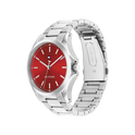 Tommy Hilfiger Bruce Men's Red & Silver Stainless Steel Bracelet Strap Watch 43mm