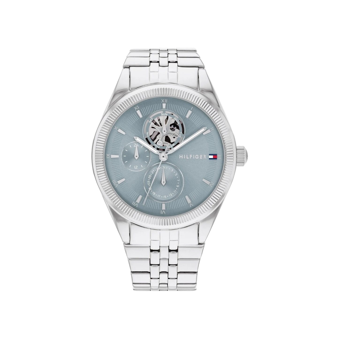 Tommy Hilfiger Monica Women's Bluish Gray & Silver Steel Bracelet Strap Watch 38mm