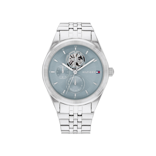 Tommy Hilfiger Monica Women's Bluish Gray & Silver Steel Bracelet Strap Watch 38mm