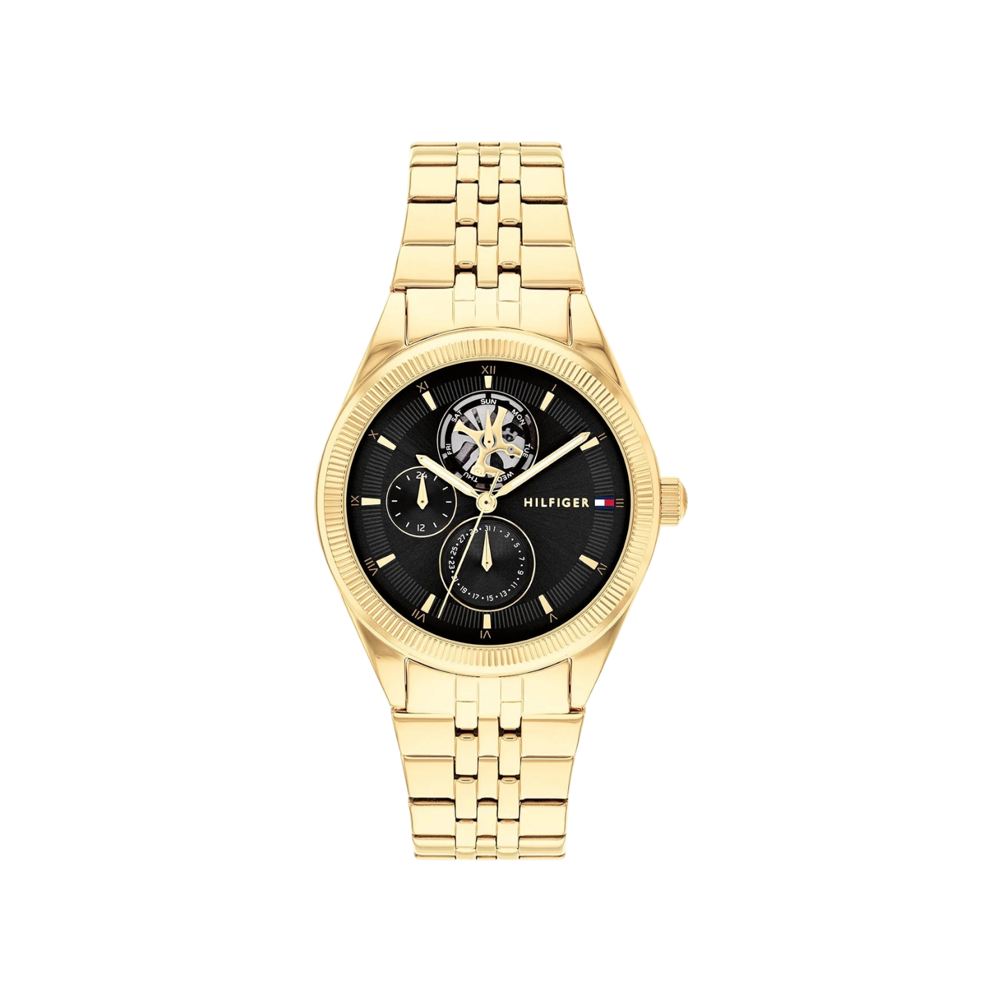 Tommy Hilfiger Monica Women's Black & Gold Plated Steel Bracelet Strap Watch 38mm