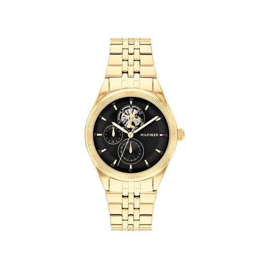 Tommy Hilfiger Monica Women's Black & Gold Plated Steel Bracelet Strap Watch 38mm