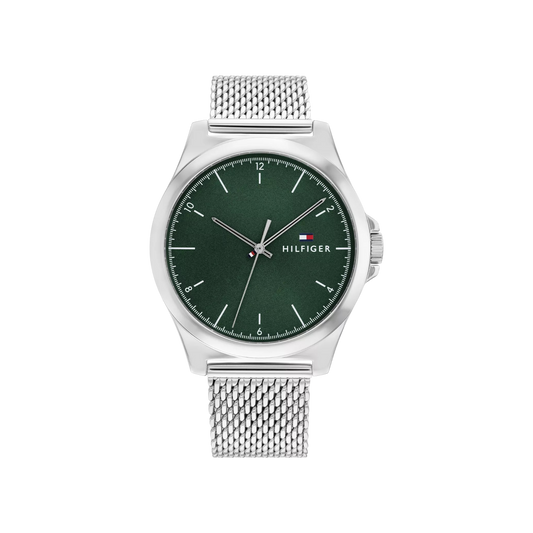 Tommy Hilfiger Norris Men's Green & Silver Stainless Steel Bracelet Strap Watch 42mm