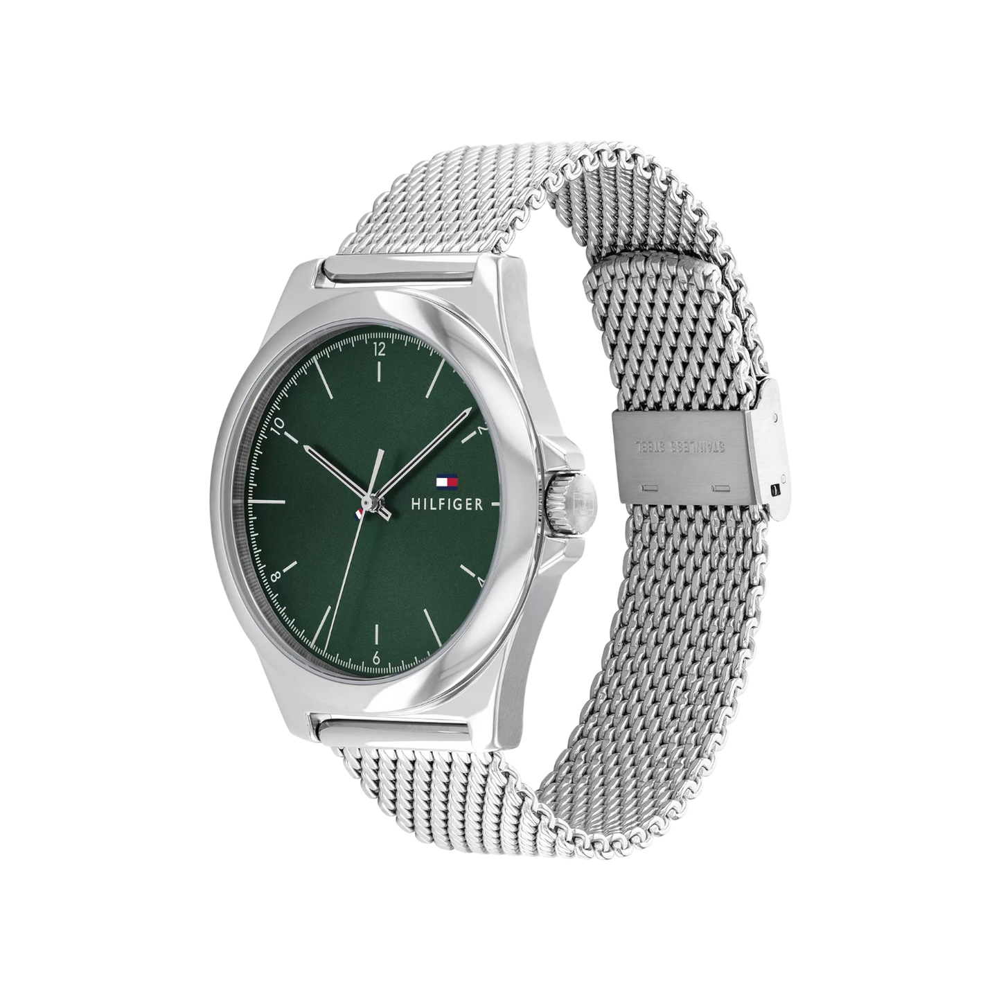 Tommy Hilfiger Norris Men's Green & Silver Stainless Steel Bracelet Strap Watch 42mm