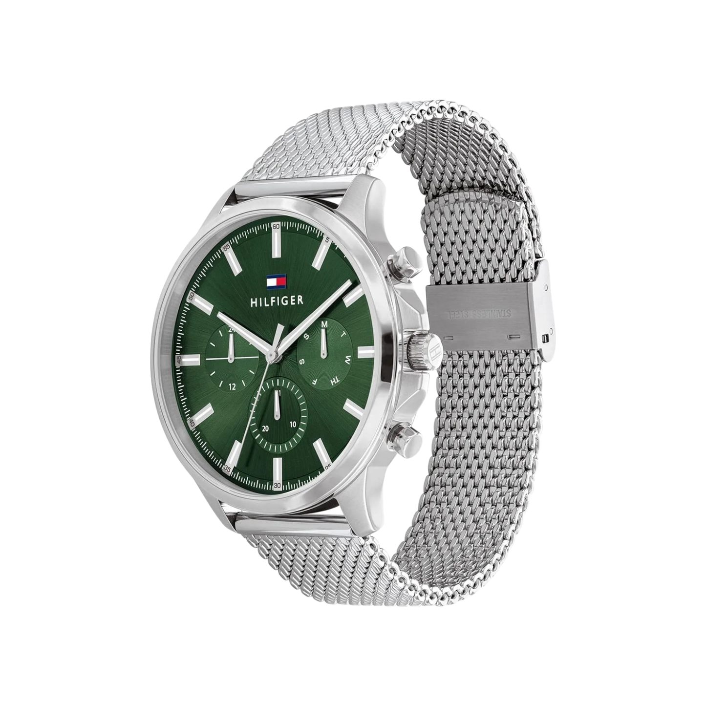 Tommy Hilfiger Ryder Men's Green & Silver Mesh Bracelet Strap Watch 44mm