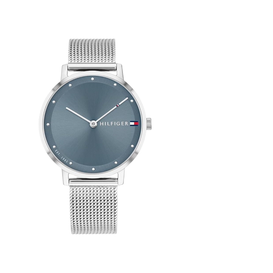 Tommy Hilfiger Women's Pippa Blue & Silver Mesh Bracelet Strap Watch 32mm