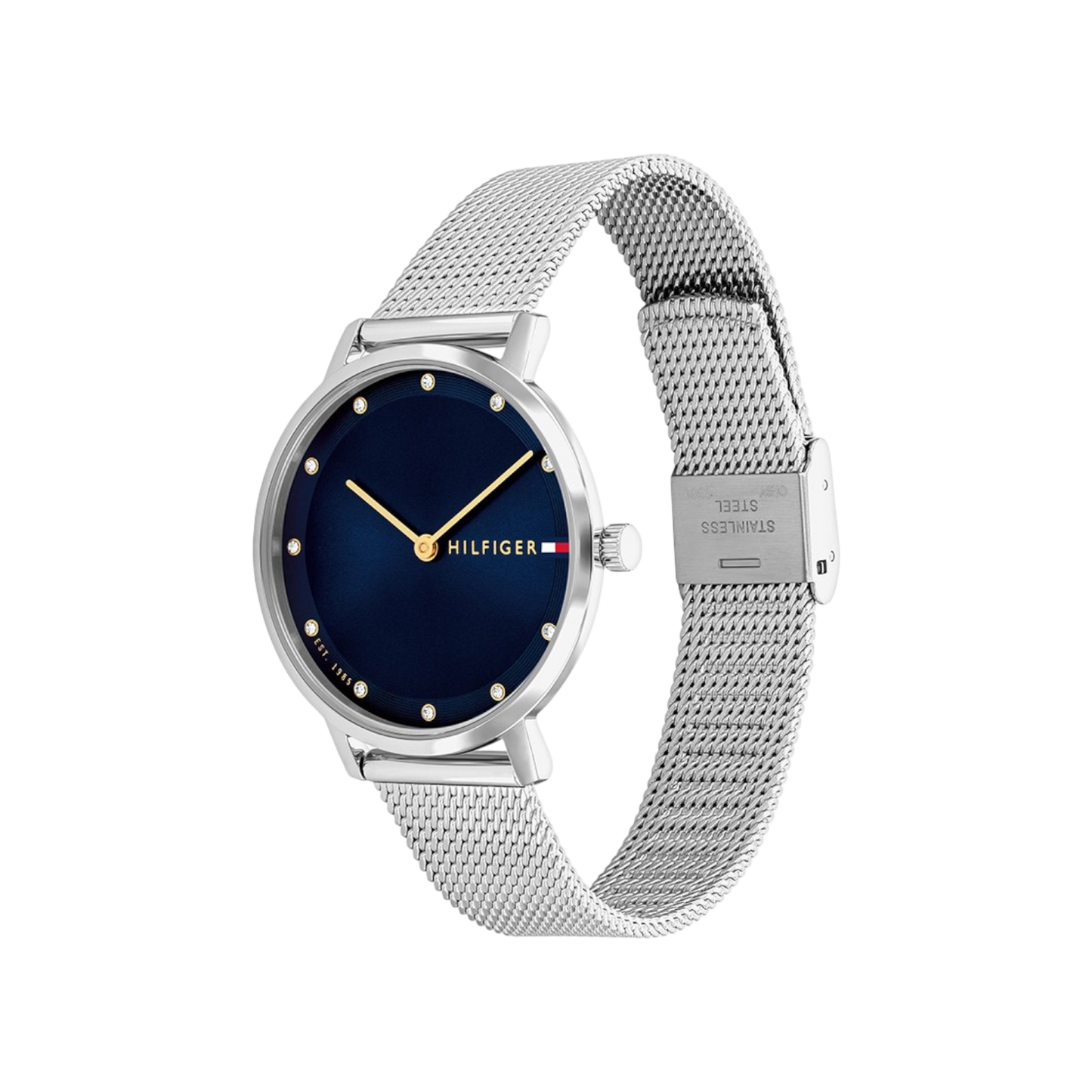 Tommy Hilfiger Women's Gift Set Blue & Silver Mesh Bracelet Strap Watch 35mm with Earrings