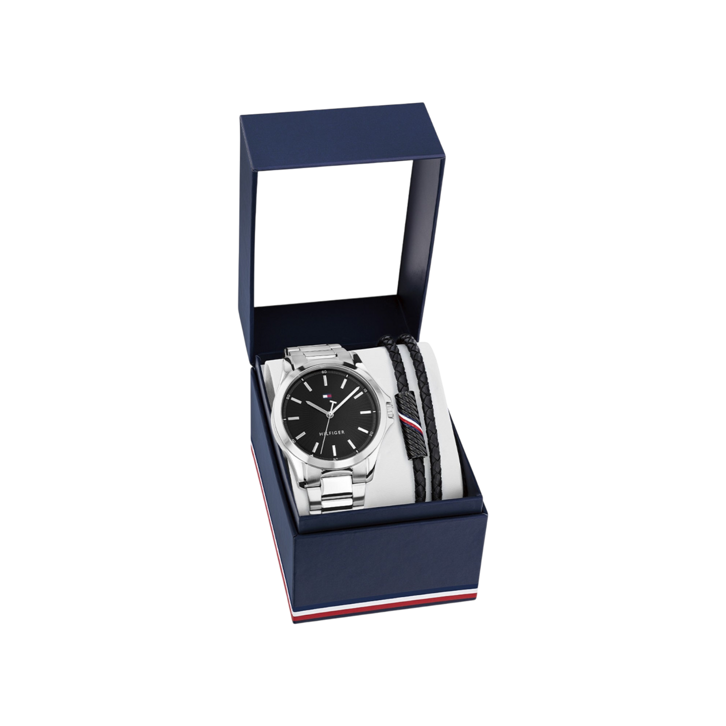 Tommy Hilfiger Women's Gift Set Black & Silver Bracelet Strap Watch 42mm with Bracelet