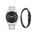 Tommy Hilfiger Women's Gift Set Black & Silver Bracelet Strap Watch 42mm with Bracelet