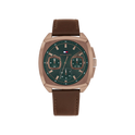 Tommy Hilfiger Apollo Men's Green with Rose Gold Stainless Steel Case & Leather Strap Watch 41mm