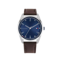 Tommy Hilfiger Griffin Men's Navy & Brown Calfskin Leather Strap Watch 43mm
