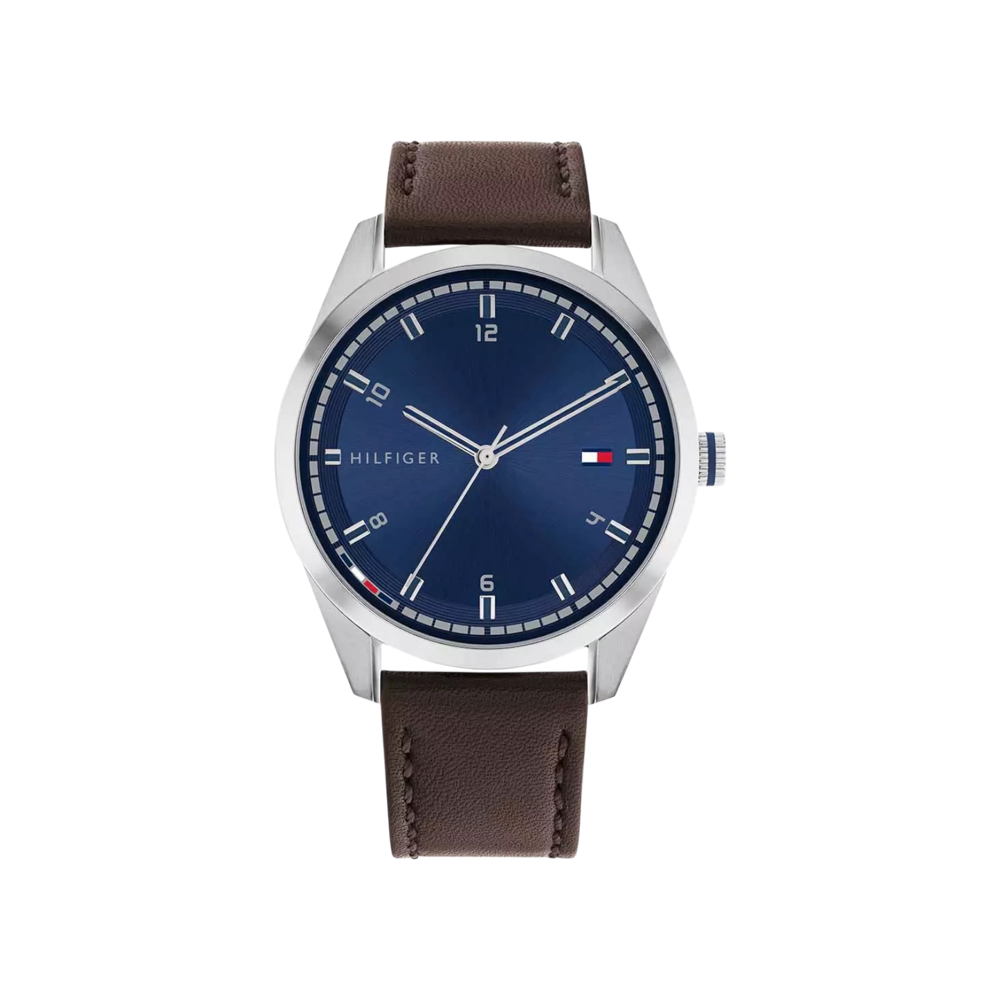 Tommy Hilfiger Griffin Men's Navy & Brown Calfskin Leather Strap Watch 43mm