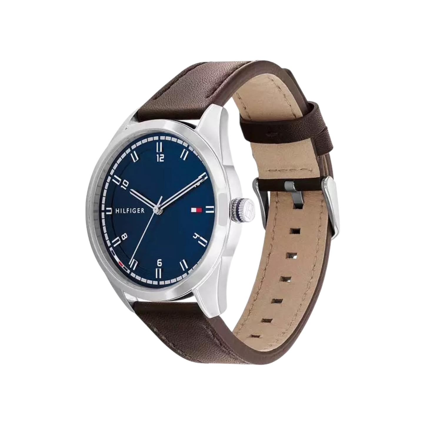 Tommy Hilfiger Griffin Men's Navy & Brown Calfskin Leather Strap Watch 43mm