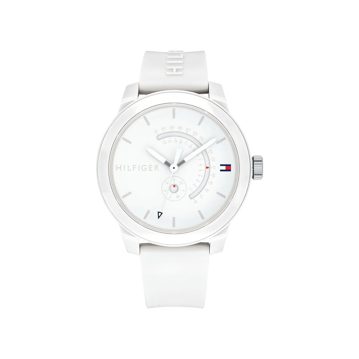 Tommy Hilfiger Denim Men's White Silicone Strap Watch 44mm