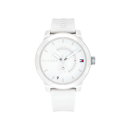 Tommy Hilfiger Denim Men's White Silicone Strap Watch 44mm