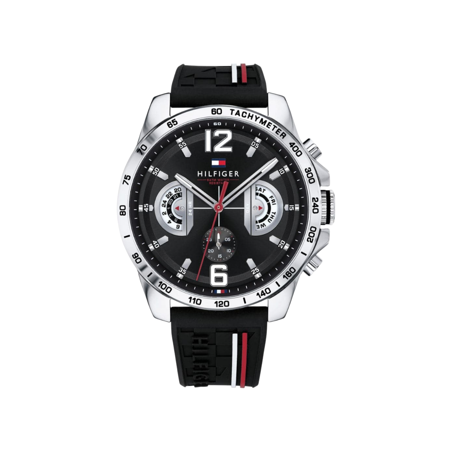 Tommy Hilfiger Decker Men's Black Silicone Strap Watch 46mm