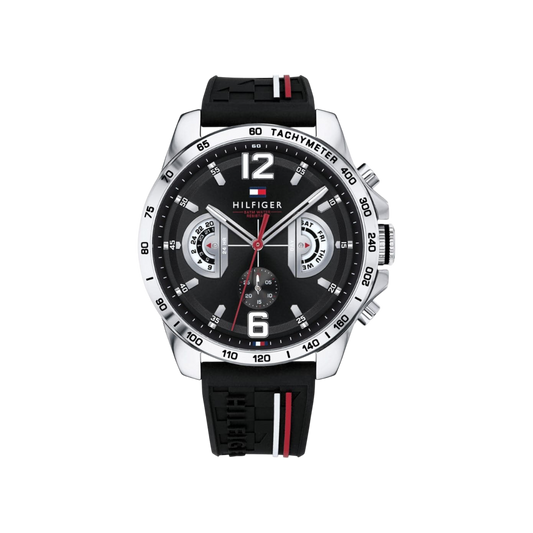 Tommy Hilfiger Decker Men's Black Silicone Strap Watch 46mm
