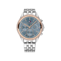 Tommy Hilfiger Ari Women's Blue with Rose Gold Stainless Steel Case & Silver Stainless Steel Bracelet Strap Watch 39mm