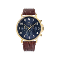 Tommy Hilfiger Daniel Men's Navy & Brown Leather Strap Watch 46mm