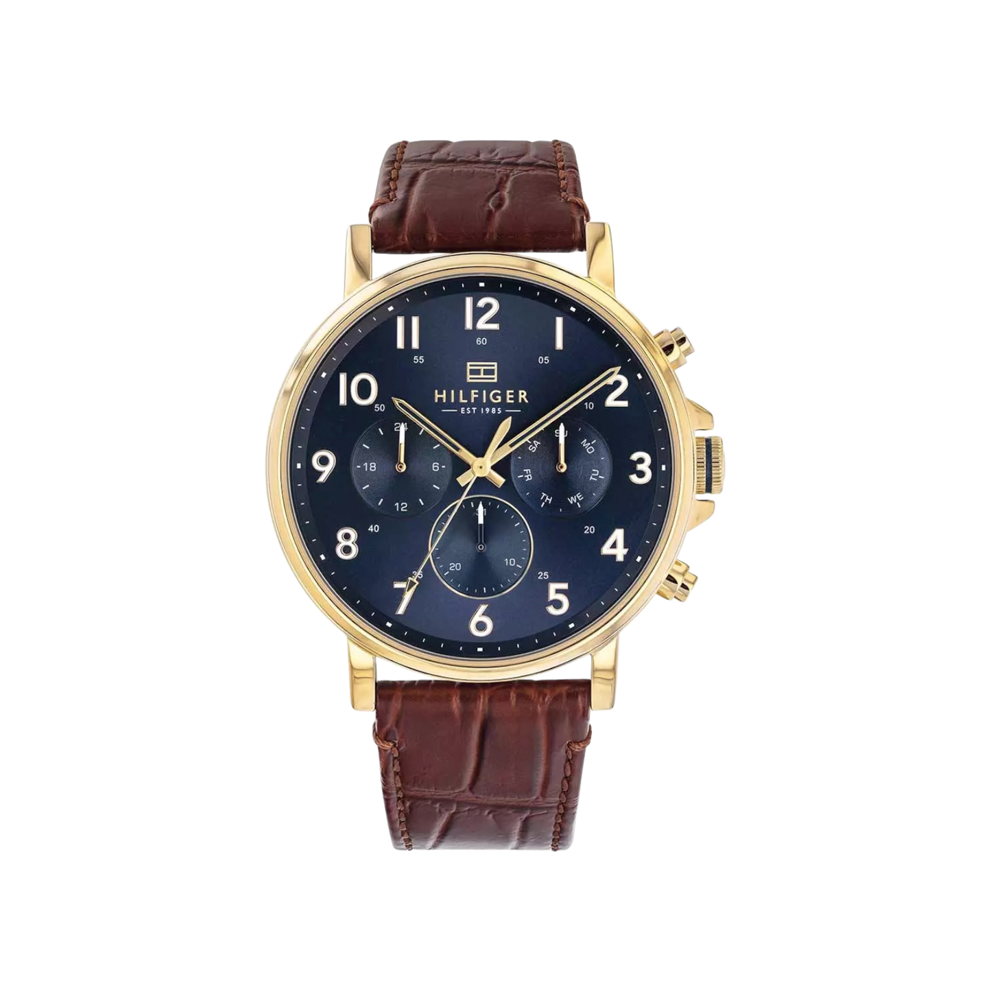 Tommy Hilfiger Daniel Men's Navy & Brown Leather Strap Watch 46mm