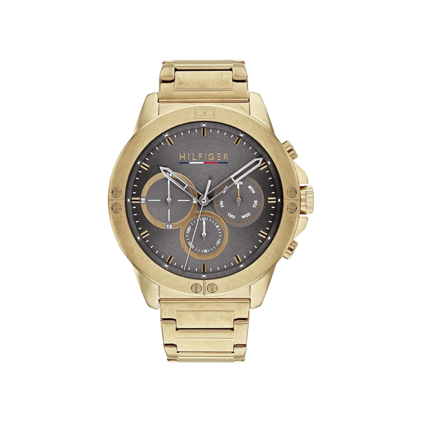 Tommy Hilfiger Harley Men's Grey & Ionic Plated Gold Steel Bracelet Strap Watch 46mm