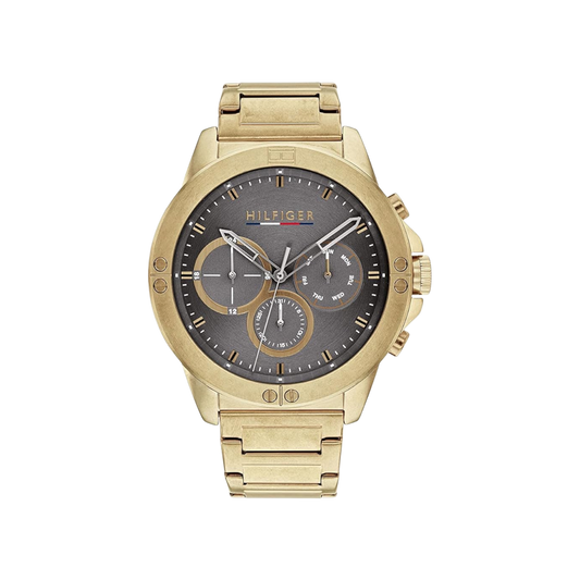 Tommy Hilfiger Harley Men's Grey & Ionic Plated Gold Steel Bracelet Strap Watch 46mm
