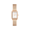 Olivia Burton Classic 21mm Rectangle White & Carnation Gold Mesh Watch