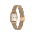 Olivia Burton Classic 21mm Rectangle White & Carnation Gold Mesh Watch