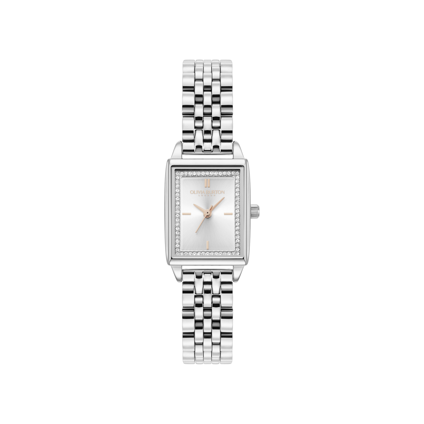 Olivia Burton Classic 21mm Rectangle White & Silver Bracelet Watch
