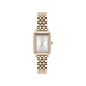 Olivia Burton Classic 21mm Rectangle White & Carnation Gold Bracelet Watch
