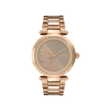 Olivia Burton Signature 34mm Floral T-Bar Grey & Carnation Gold Bracelet Watch