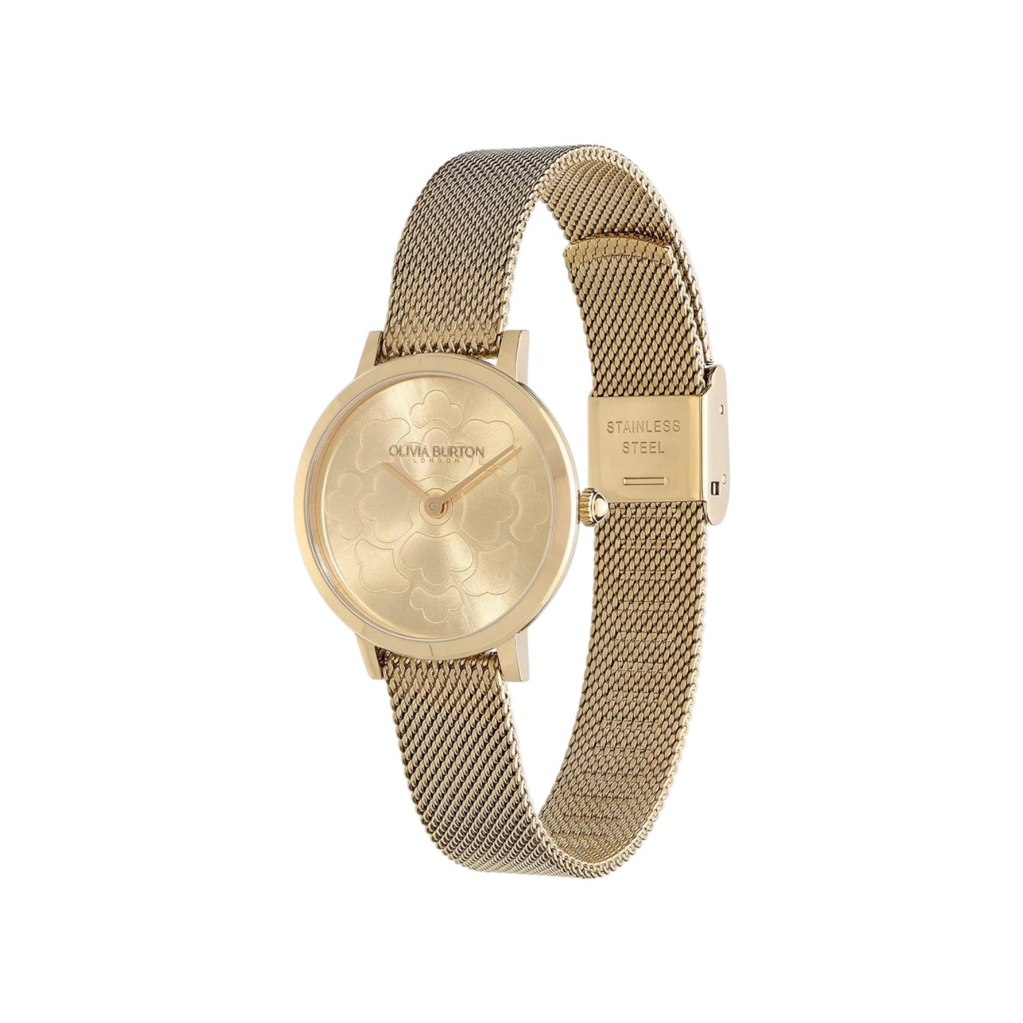 Olivia Burton Signature 28mm Floral Ultra Slim Gold Mesh Watch