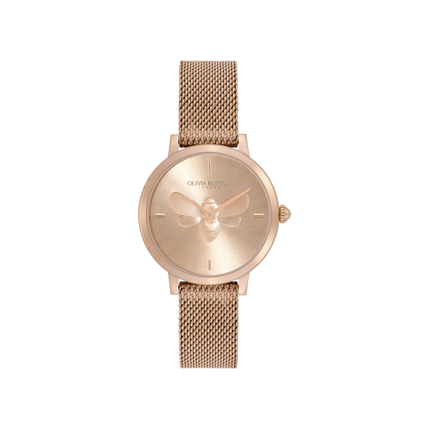 Olivia Burton Signature 28mm Bee Ultra Slim Carnation Gold Mesh Watch