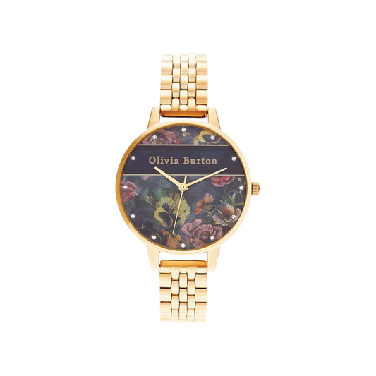 Olivia Burton Varsity 34mm Floral Gold Bracelet Watch