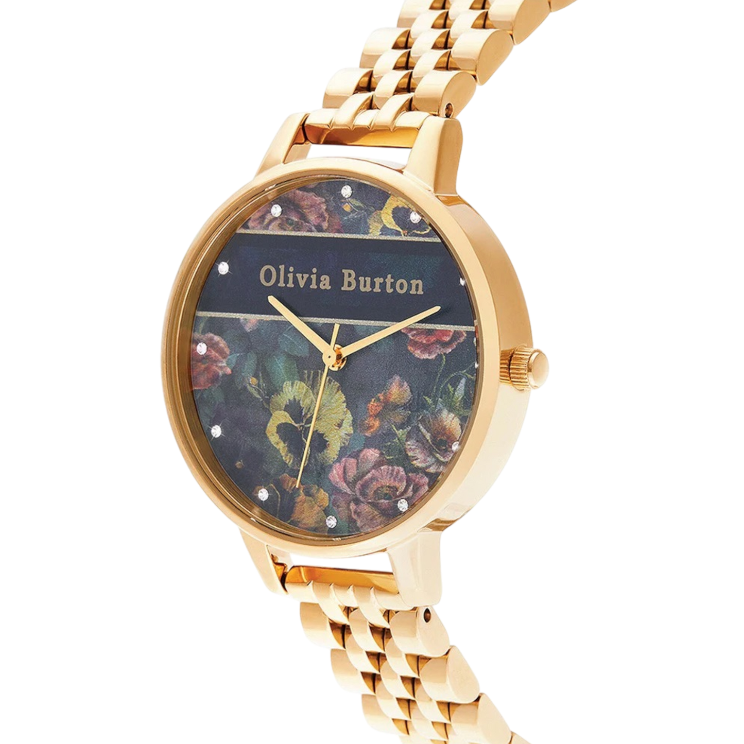 Olivia Burton Varsity 34mm Floral Gold Bracelet Watch