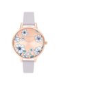 Olivia Burton Groovy Blooms 34mm Rose Gold & Purple Leather Strap Watch