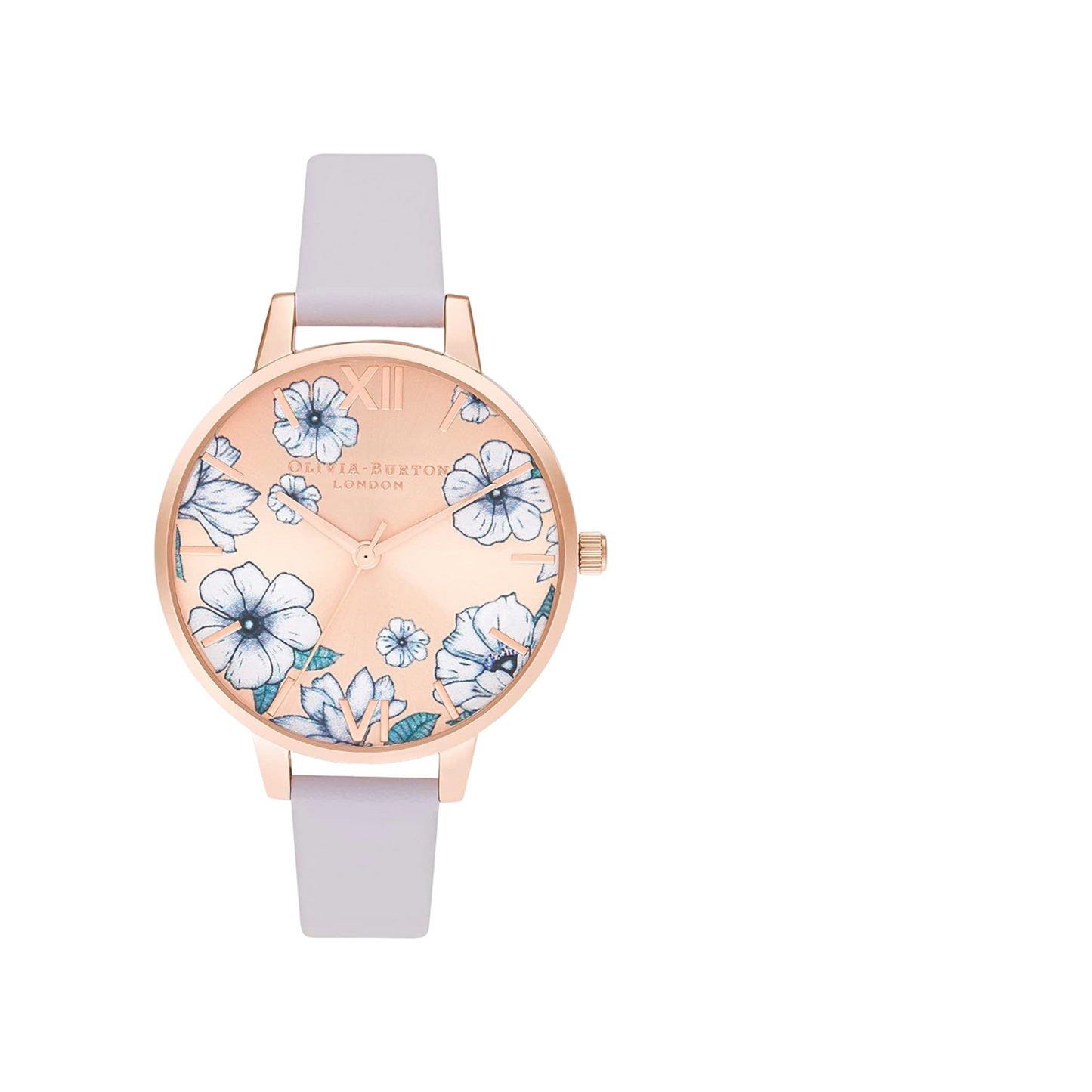 Olivia Burton Groovy Blooms 34mm Rose Gold & Purple Leather Strap Watch