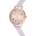 Olivia Burton Groovy Blooms 34mm Rose Gold & Purple Leather Strap Watch