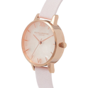 Olivia Burton Semi Precious 30mm Rose Gold & Pink Leather Strap Watch