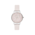 Olivia Burton Semi Precious 30mm Midi Rose Quartz Blossom & Pink Leather Strap Watch