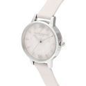 Olivia Burton Semi Precious 30mm Midi Rose Quartz Blossom & Pink Leather Strap Watch