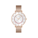 Olivia Burton Belgrave 32mm T-Bar White & Carnation Gold Mesh Watch