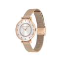 Olivia Burton Belgrave 32mm T-Bar White & Carnation Gold Mesh Watch