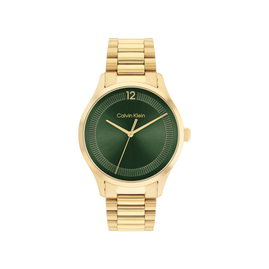 Calvin Klein Iconic Unisex Green Dial & Gold Bracelet Strap Watch 40mm