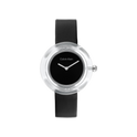 Calvin Klein Circular Transparent Resin Women's Black Dial & Black Leather Strap Watch 36mm